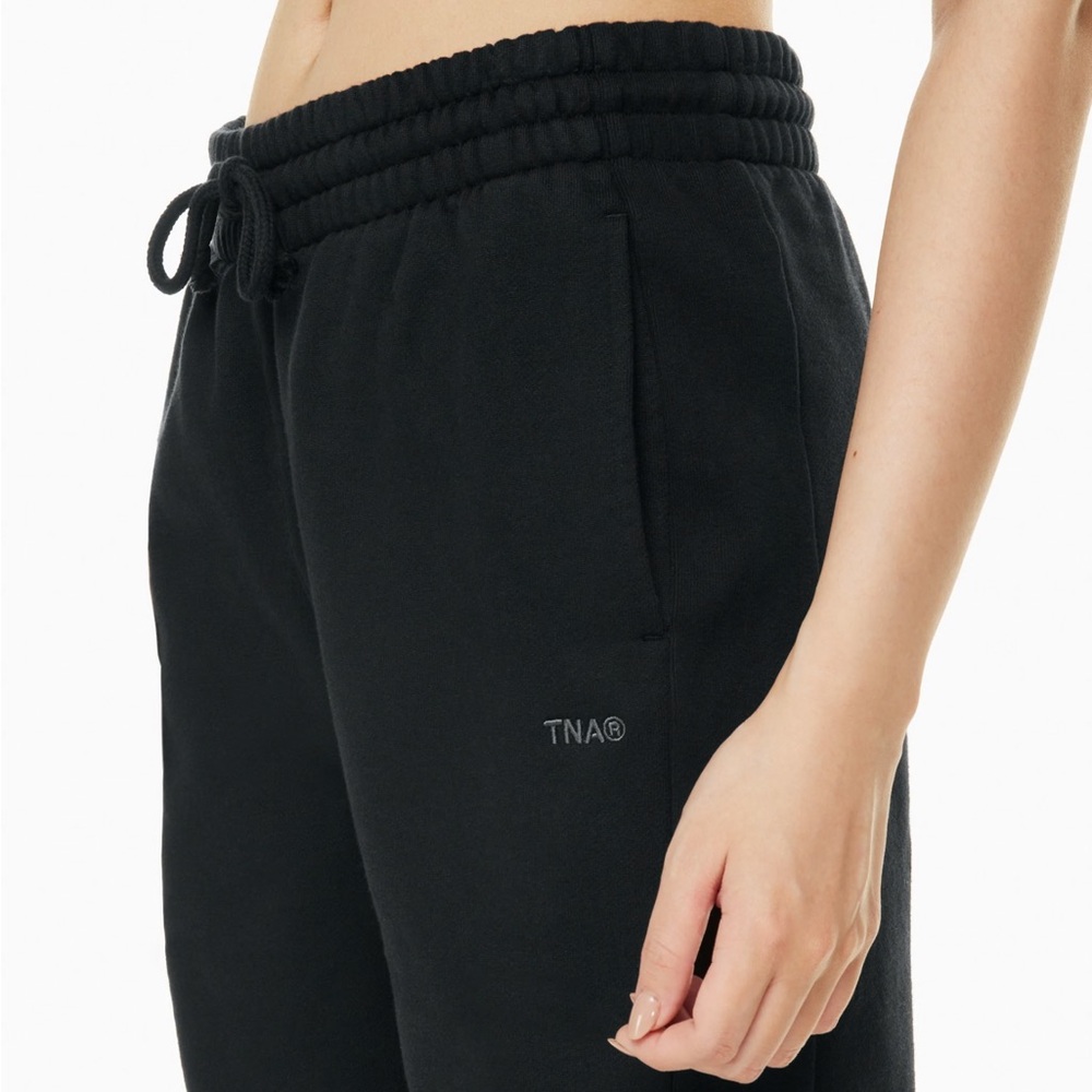 NWT TNA Aritzia Cozy Fleece Sweatpants Mega Fit Straight Leg in Black Size Large
